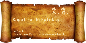 Kapeller Nikoletta névjegykártya